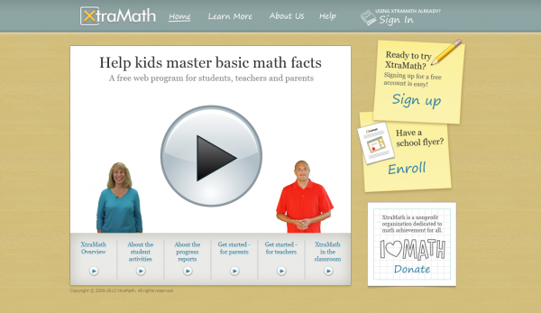 XtraMath.org homepage