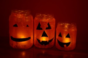 Recycled Jar Jack-o-Lantern Luminaries