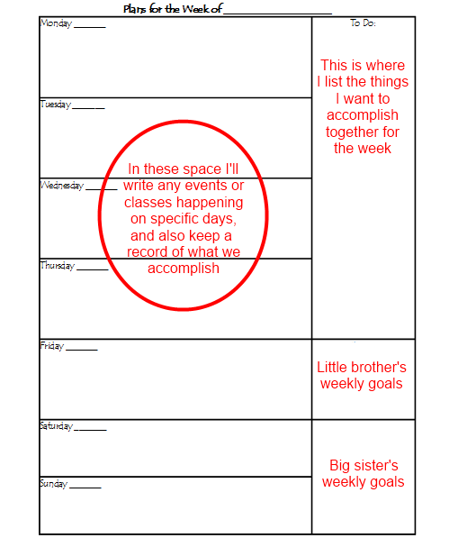 Homeschool Weekly Planner